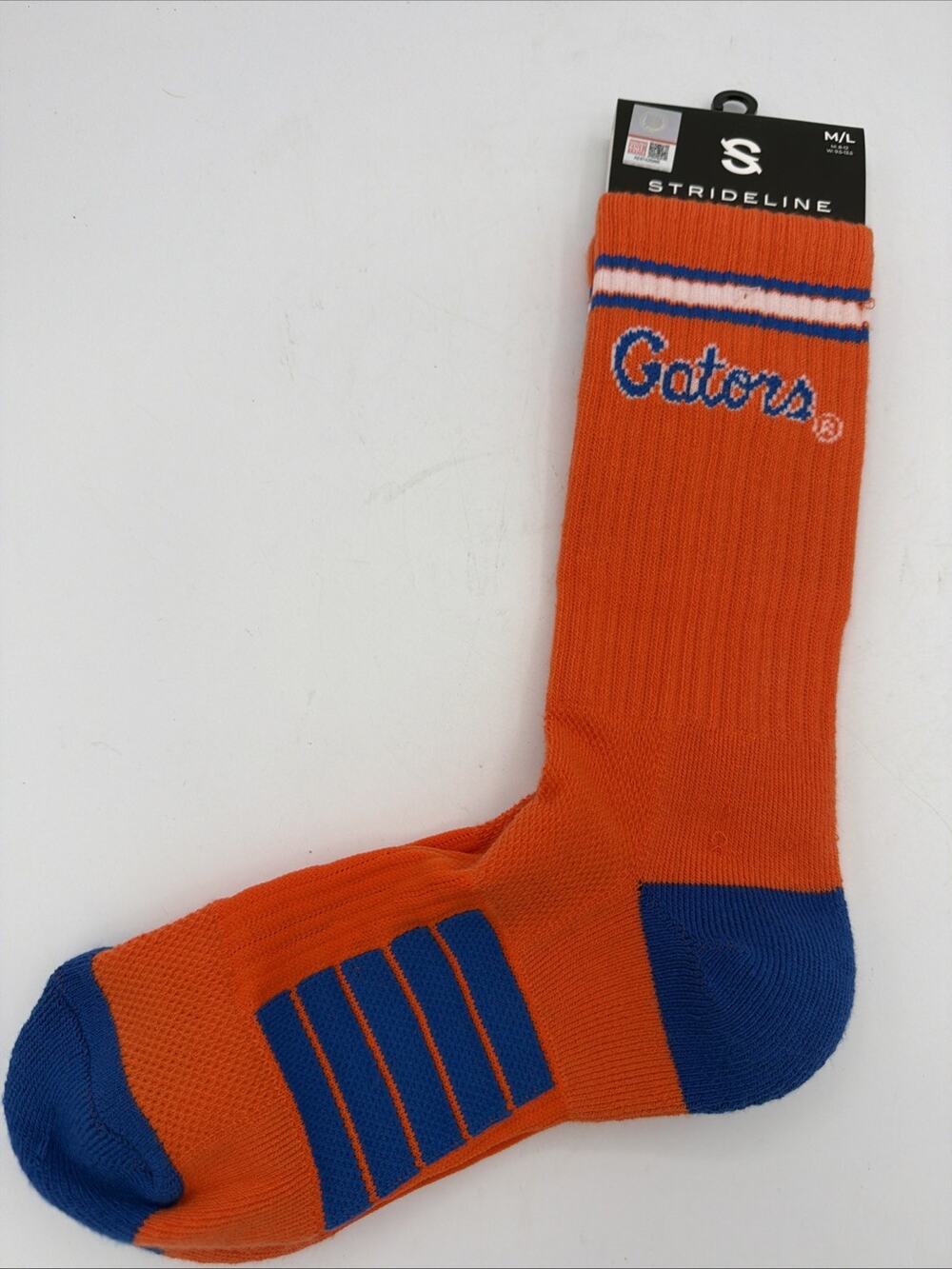 Florida Gators Premium Athletic Socks M/L Strideline Crew NCAA NWT Orange Blue